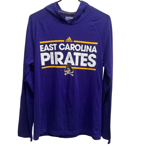 Adidas East Carolina Pirates Climalite Hooded Long Sleeve Tee Small Unisex - Picture 1 of 6
